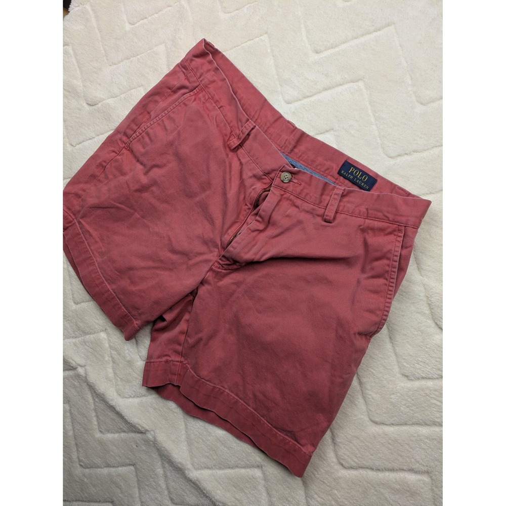 Polo Ralph Lauren Mens Chino Shorts Size 33 Salmon Pink Cotton Twill Flat Front
